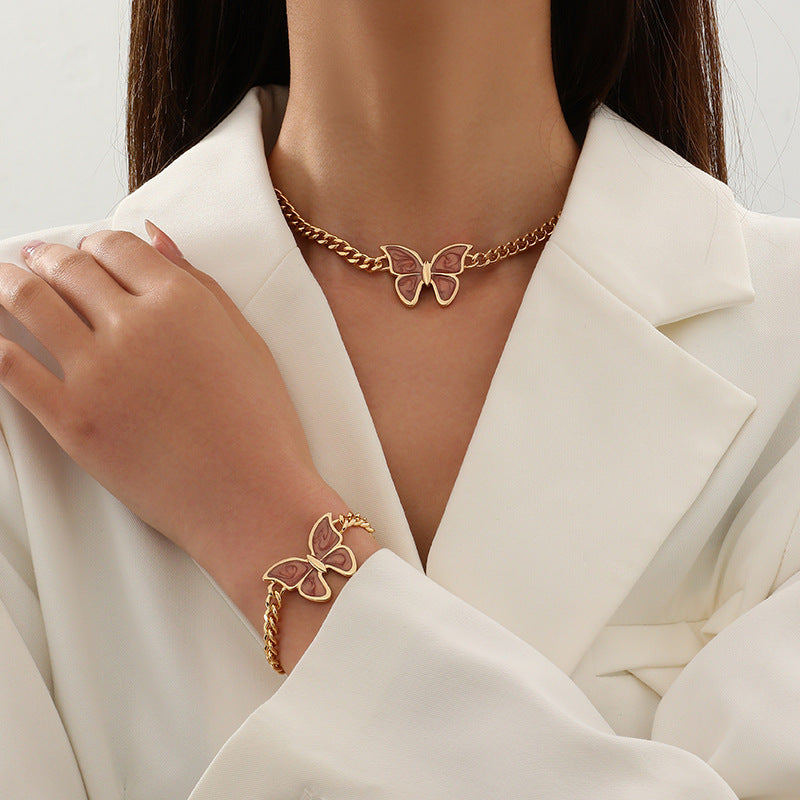 Butterfly Necklace Set Simple Elegant Nice Daily Wear Jewelry