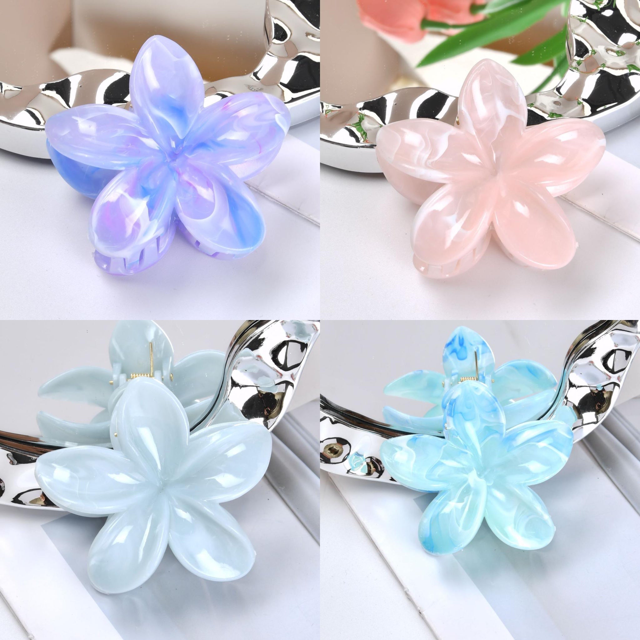 1-4 Pcs Flower Claw Hair Clips for Women