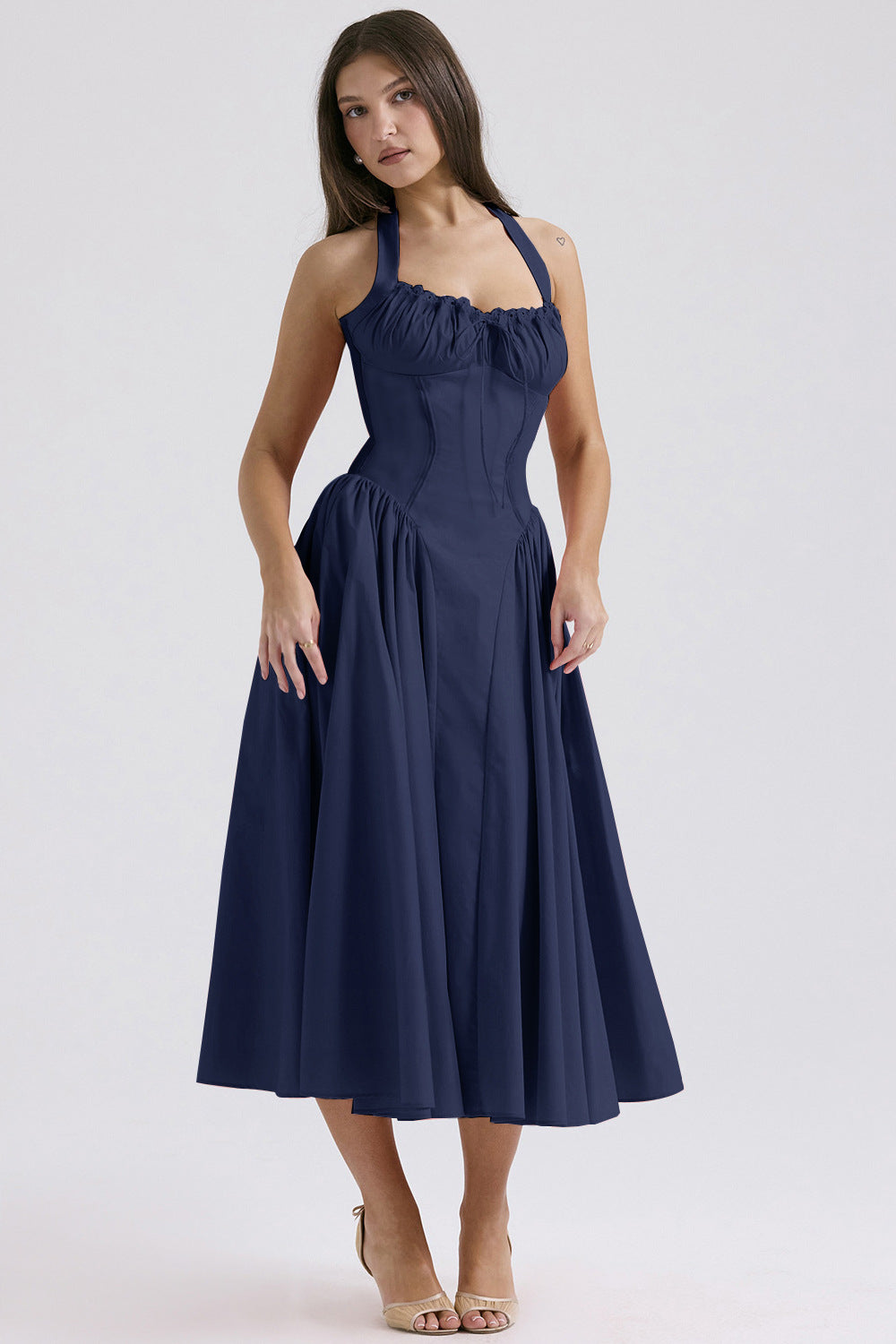 Women's Solid Color Dress, Casual Fashion A Line Dress